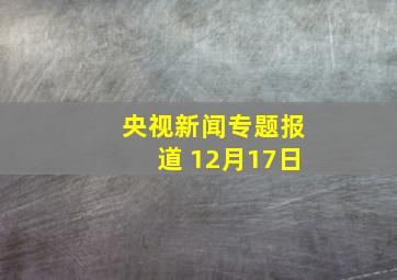 央视新闻专题报道 12月17日